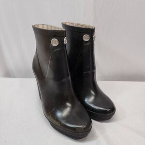 Coach Women's 8 Bina Wedge Rubber Rain Boots Black